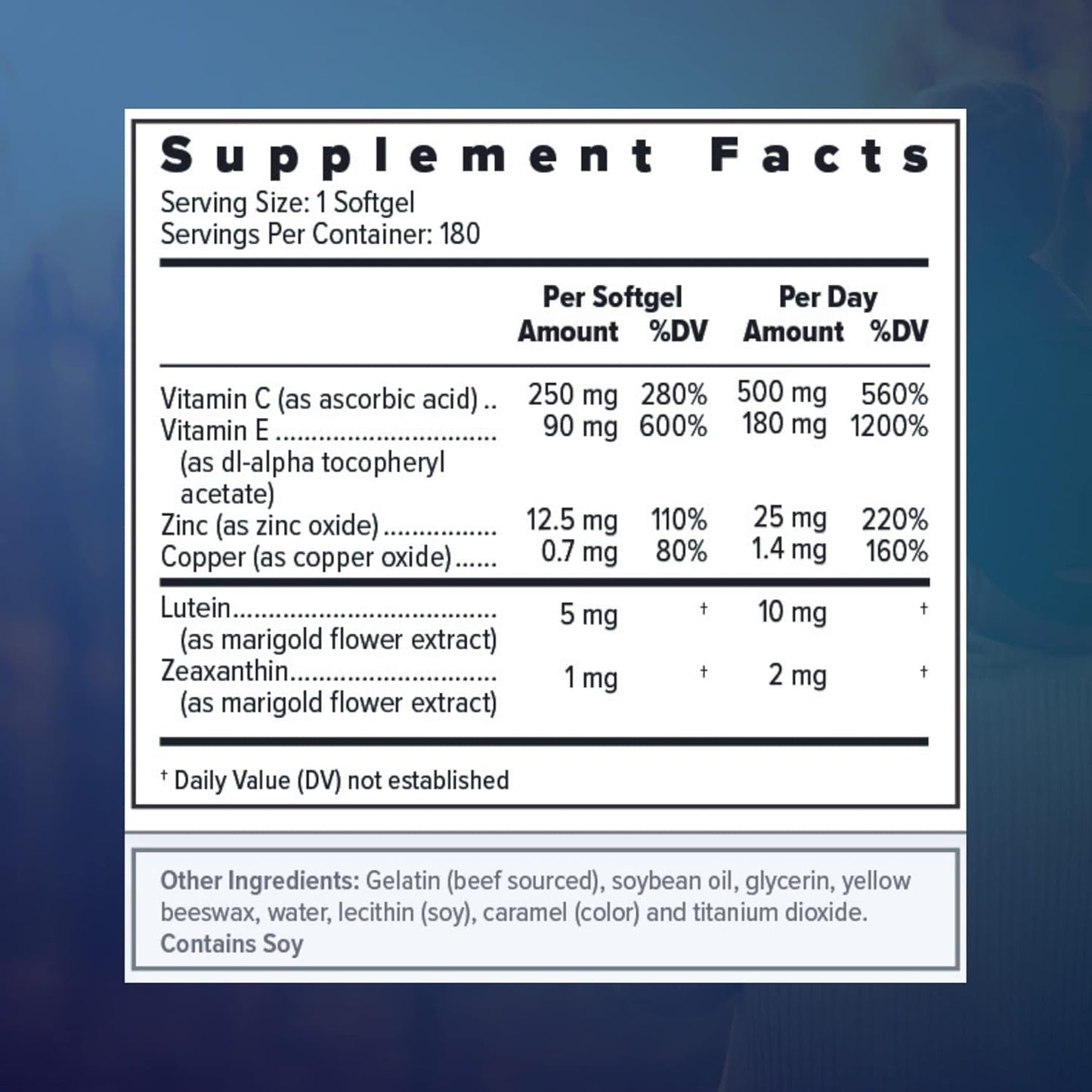 Focus Select AREDS2 Based Eye Vitamin-Mineral Supplement (180 Count. 90 Day Supply)
