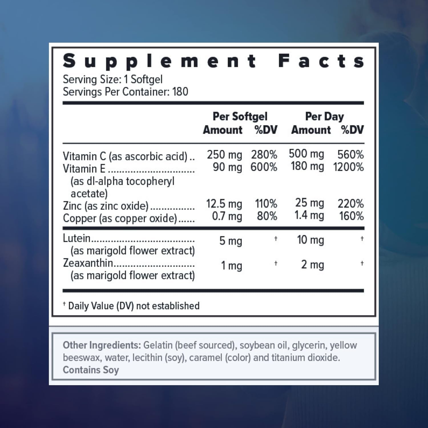 Focus Select AREDS2 Based Eye Vitamin-Mineral Supplement (180 Count. 90 Day Supply)