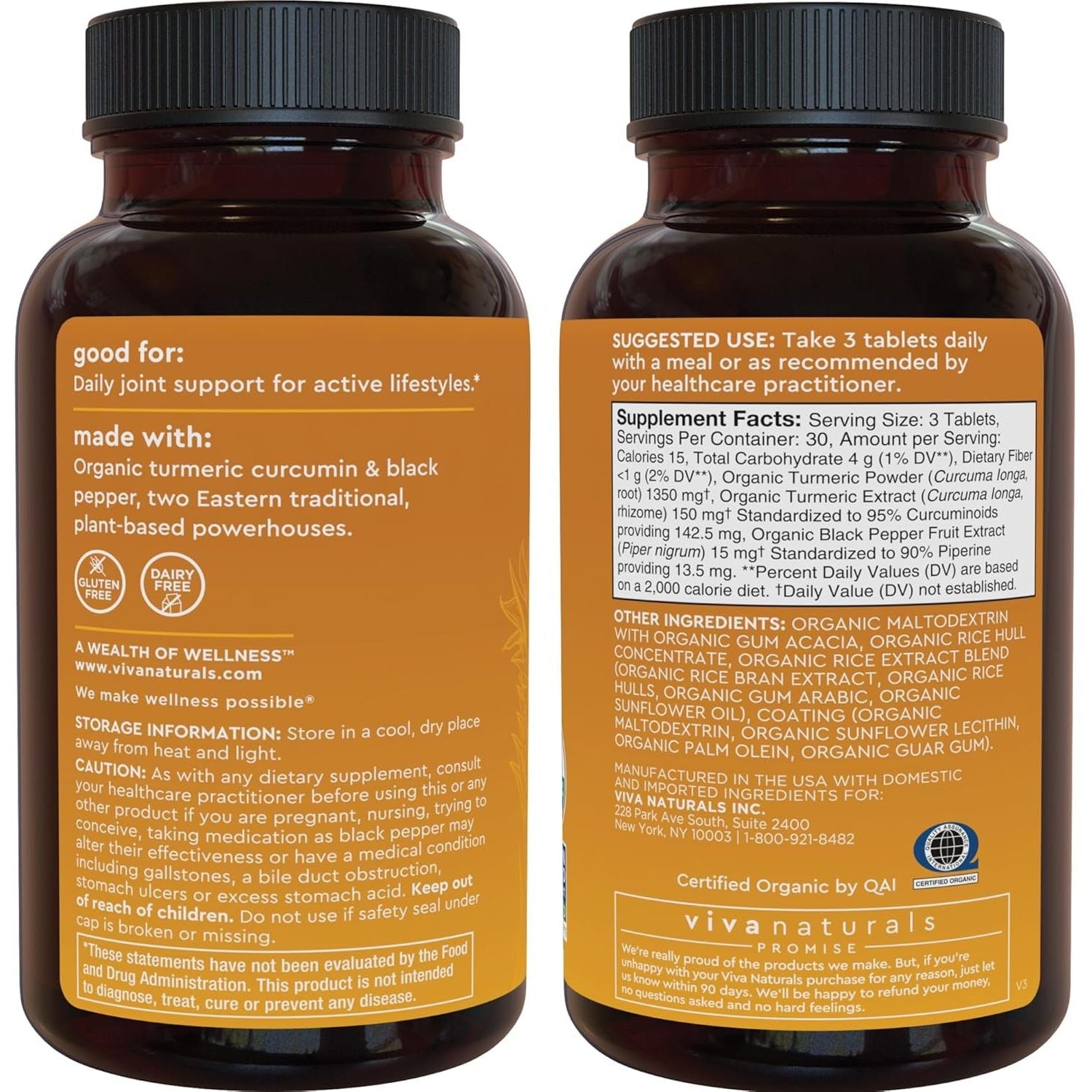 Organic Turmeric Supplement 1500 Mg - Turmeric Pills for Joint Support and Cellular Defense 