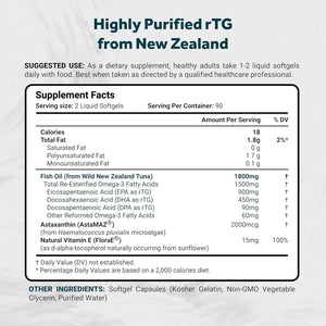 Naturalis Ultimate Rtg Omega 3 Fish Oil 1800Mg from Wild New Zealand Tuna 180 Softgels