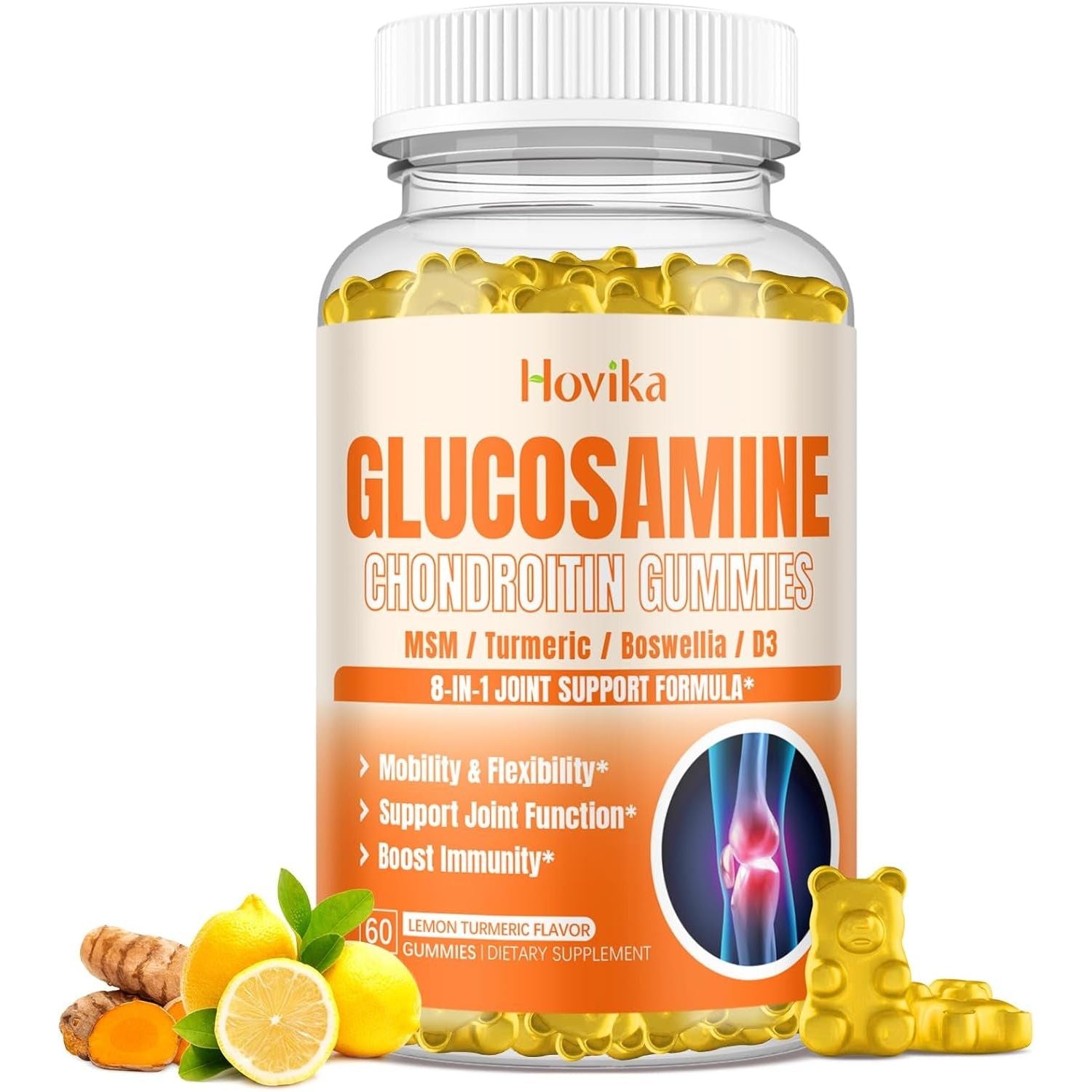 Glucosamine Chondroitin MSM Gummies 1500Mg - Joint Support Supplement , 60 Gummies