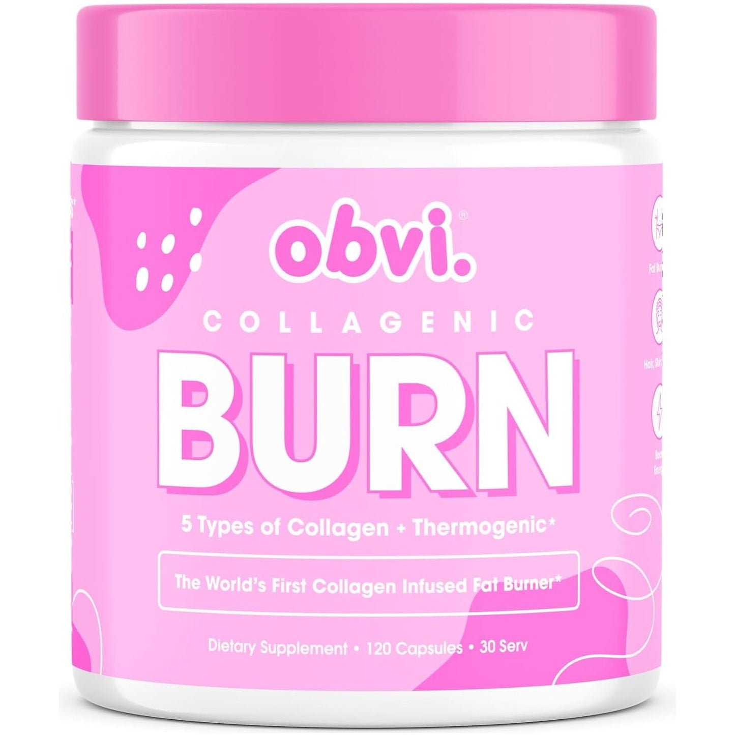 Obvi Collagenic Burn | Supports Curbing Cravings, Supports Healthy Hair, Skin, Nails, Joints - 30 Servings