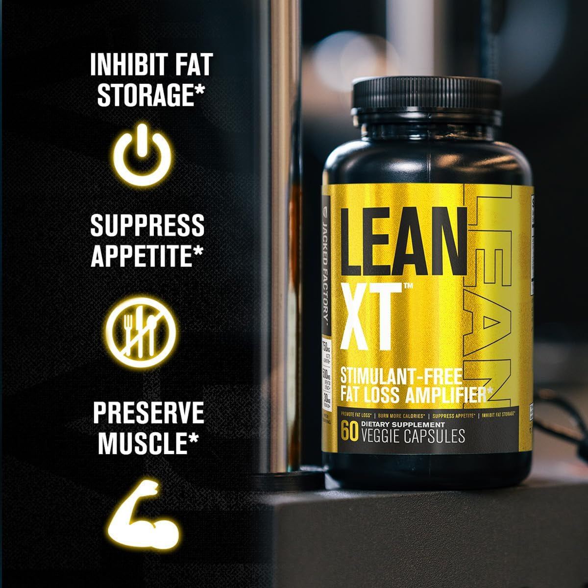 Jacked Factory Lean-Xt Caffeine Free Fat Burner - Non Stim Weight Loss Supplement 60Pills