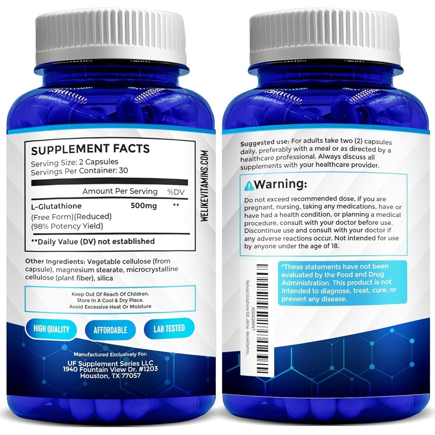 We like Vitamins L Glutathione Supplement 500Mg | Glutathione for Antioxidant 60 Capsules