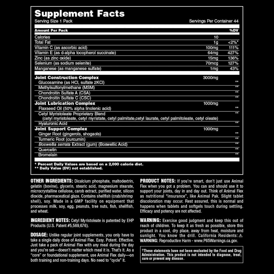 Animal Flex - Glucosamine Chondroitin Joint Support Supplement for Pain Relief and Discomfort 44 Packets