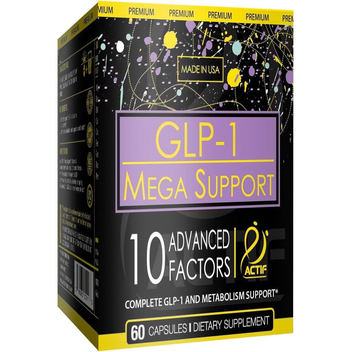 ACTIF GLP-1 Mega Support with 10 Advanced Weight Factors and Probiotics 60 Count