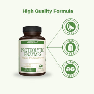 Proteolytic Enzymes - Trypsin & Chymotrypsin - Reduces Edema & Inflammation from Tissue Injury- Recovery Boost -60 Capsules