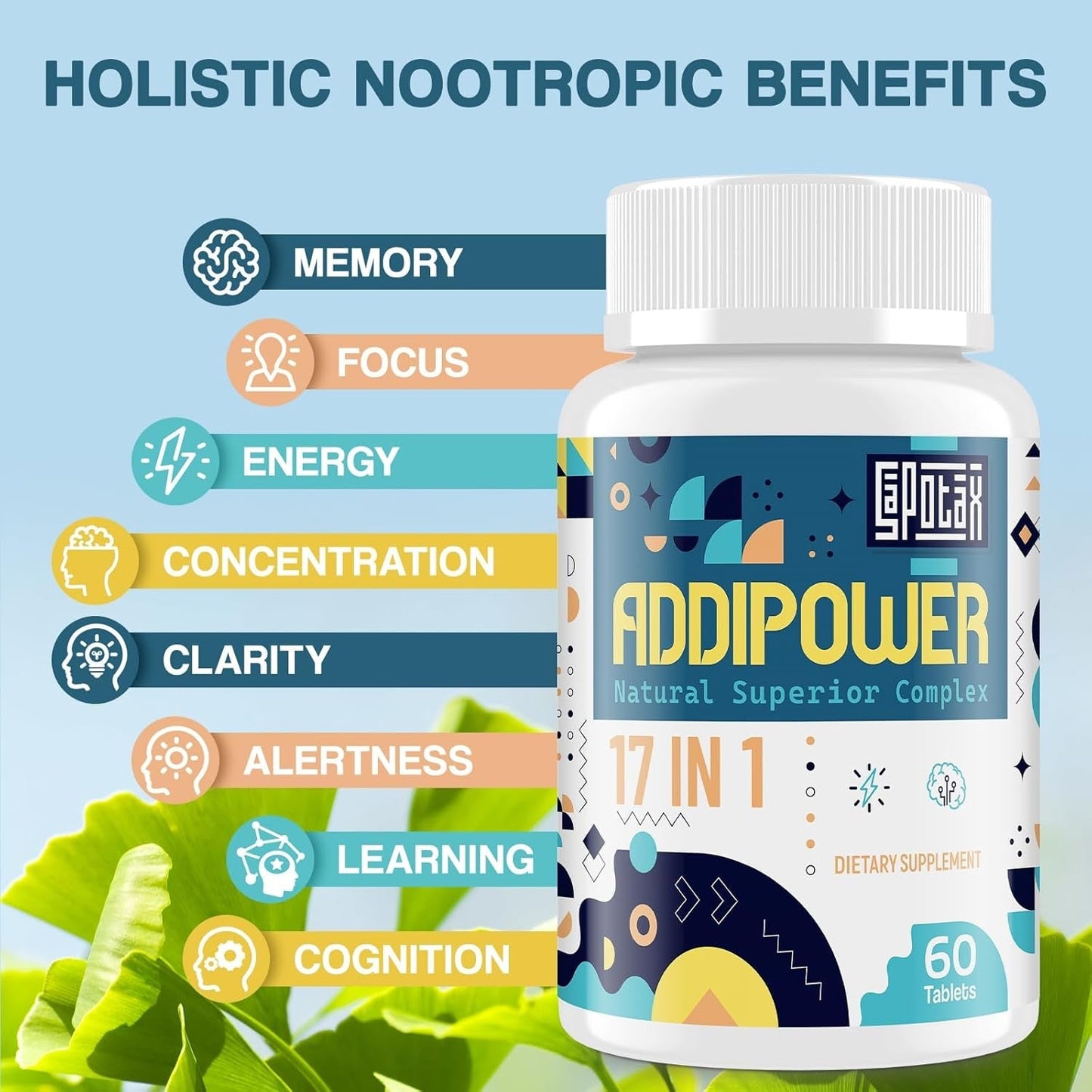17-In-1 Brain Supplement for Memory and Focus | Nootropic Brain Supplement for Mental Clarity, Concentration, Alertness (60 Tablets)