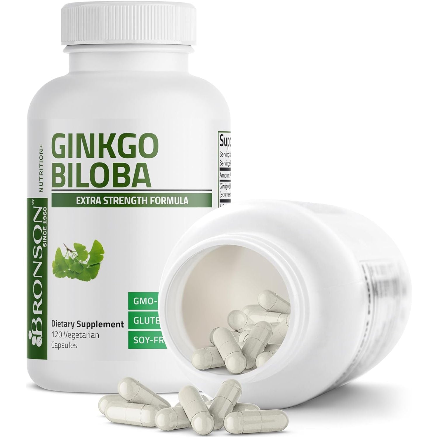 Bronson Ginkgo Biloba Extra Strength Supports Brain Function & Memory Support, 120 Vegetarian Capsules