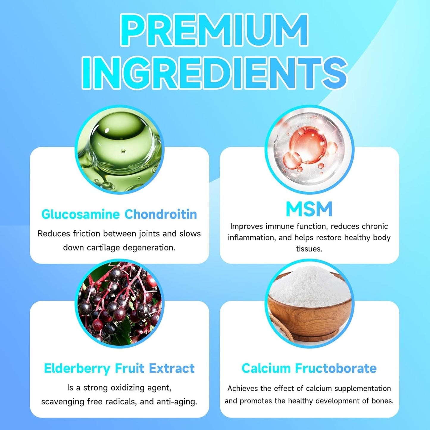 Glucosamine Chondroitin Gummies, Extra Strength Joint Support Supplement 60 Count