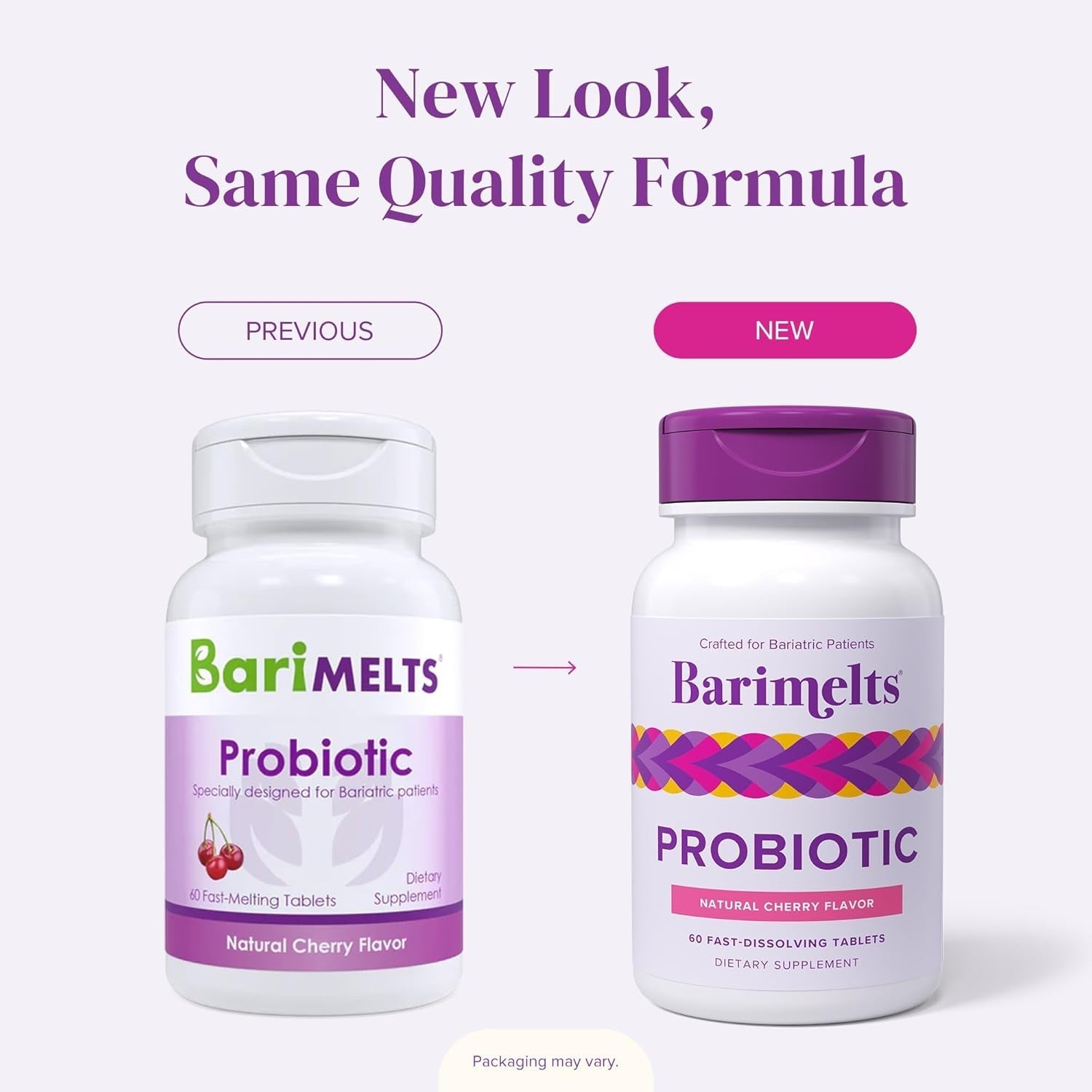 Barimelts Probiotic, 5 Billion CFU - Support Gut Health after Bariatric Surgery, Natural Cherry Flavor​ (For Women) 60 Tablets