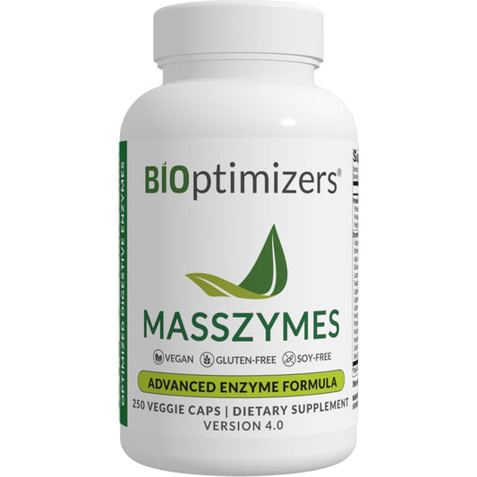 Bioptimizers Masszymes - Complete Digestive Enzymes Supplement for Gut Health - Bloating Relief (250 Capsules)