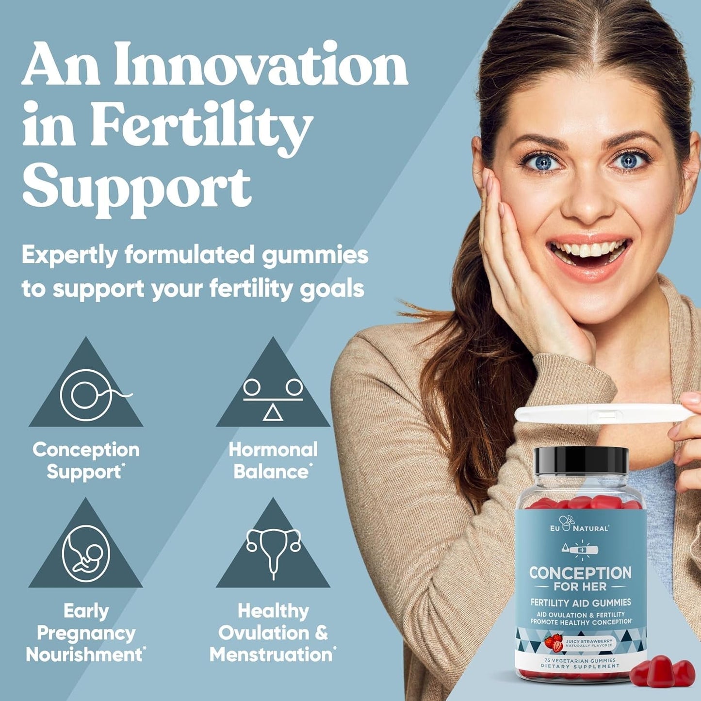 Conception for Her Fertility Gummies - Fertility Supplements with Myo Inositol, Folate & More Essential Nutrients - 75 Gummies (FOR WOMEN)