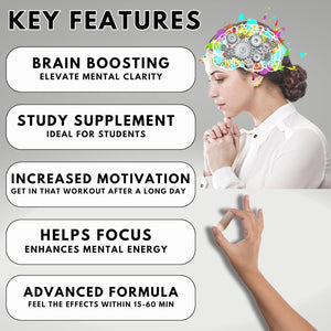 Addrell Energy Stimulant Pills- Natural Nootropic Brain Supplement Alternative Pill & Study Supplements - 60 Capsules