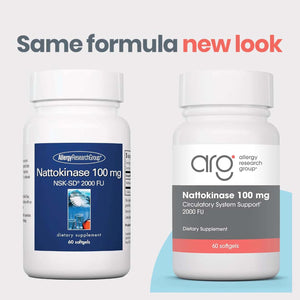 Allergy Research Group - Nattokinase Supplement NSK-SD 2000 FU, 100Mg - Cardiovascular/Circulatory Health - 60 Softgels