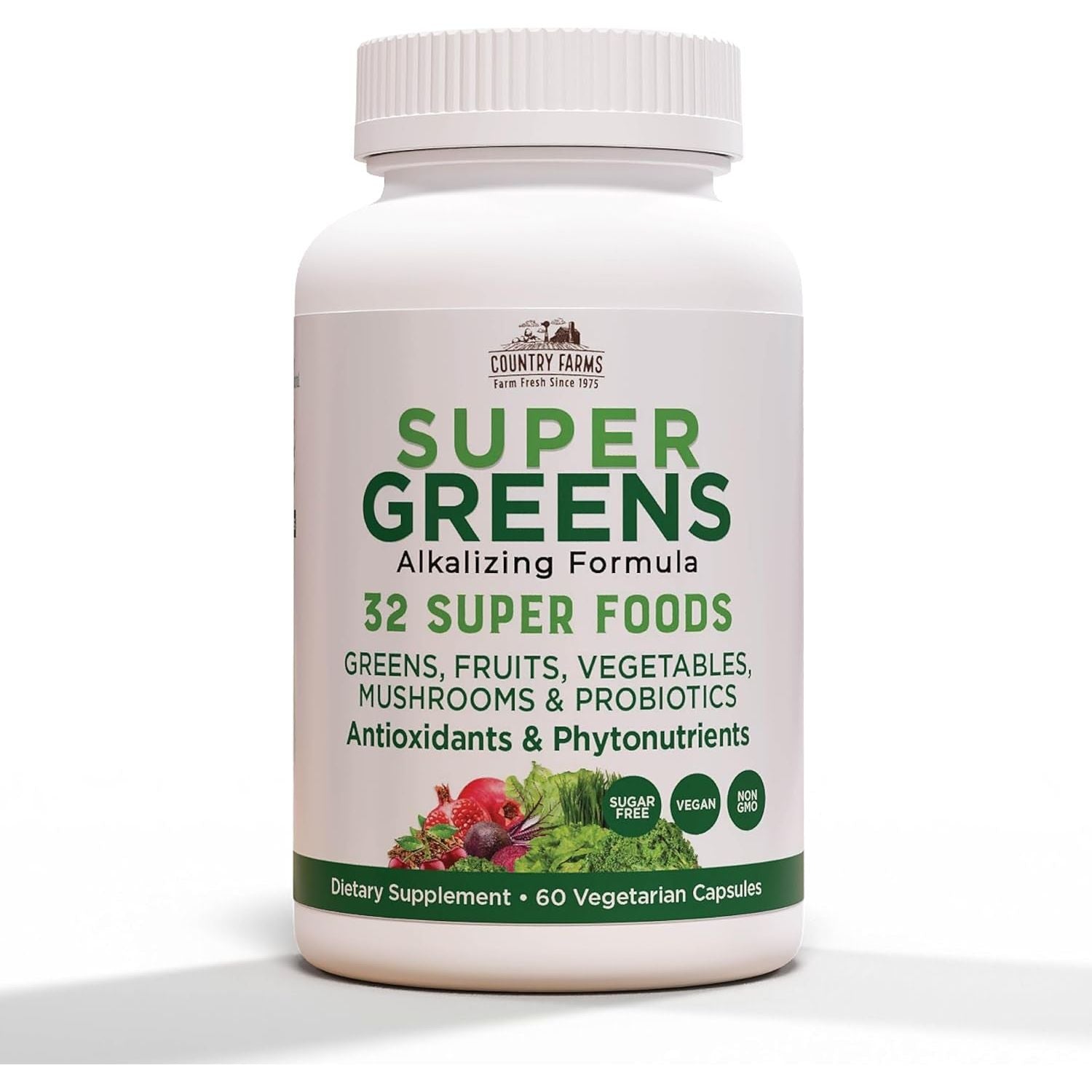 COUNTRY FARMS Super Greens Vegicaps, 32 Super Foods, 60 Count