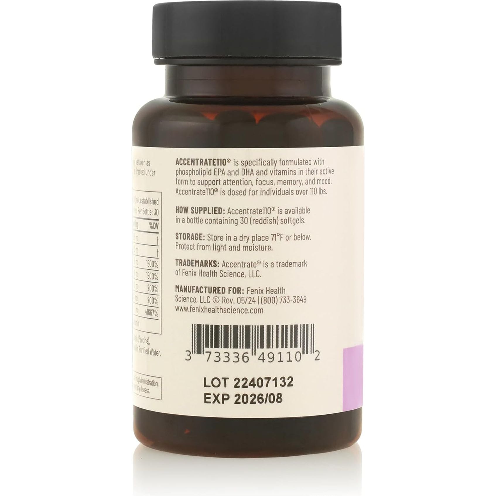 Accentrate110® - Focus Brain Supplement - Promotes Cognitive Function and Mental Clarity (60 Softgels)