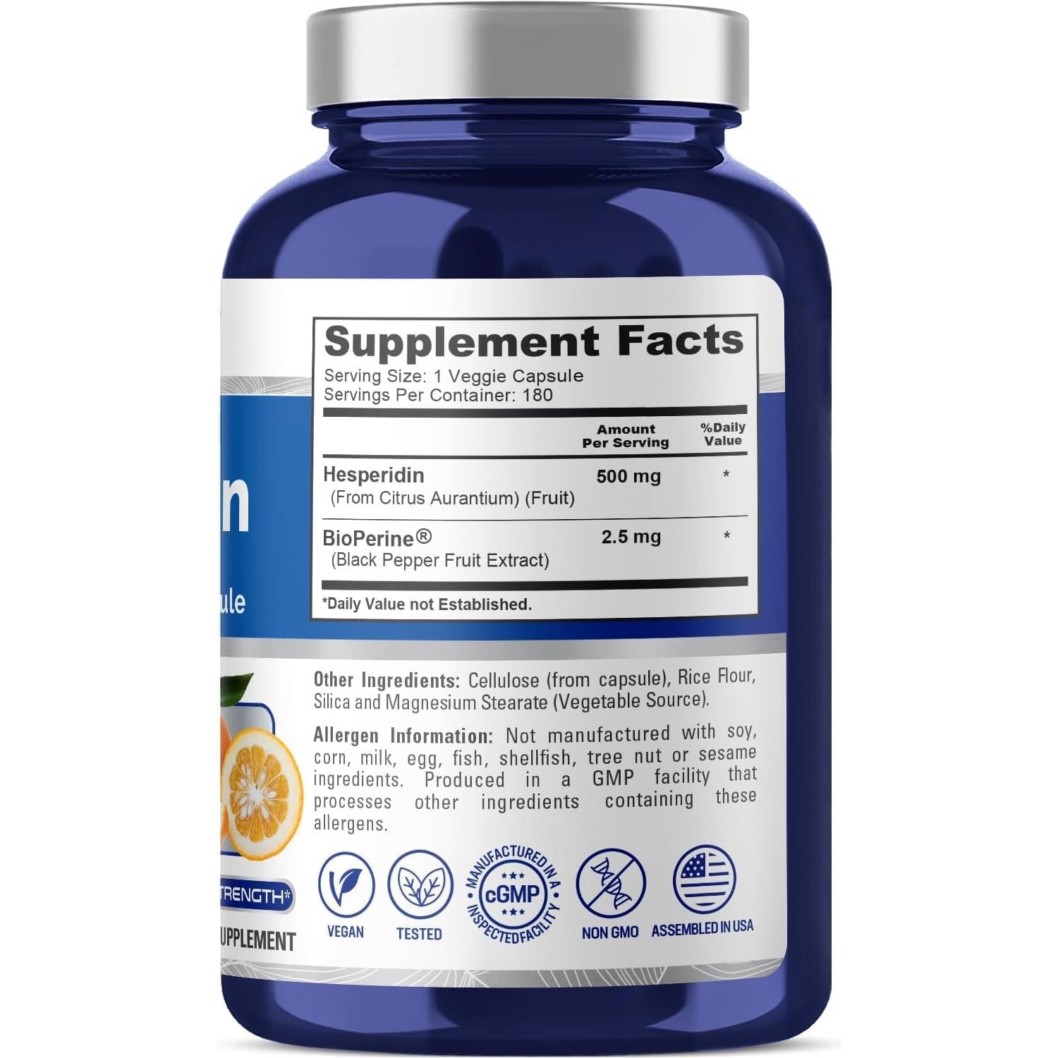 Nusapure Hesperidin 500 Mg per Veggie Caps - 180 Capsules