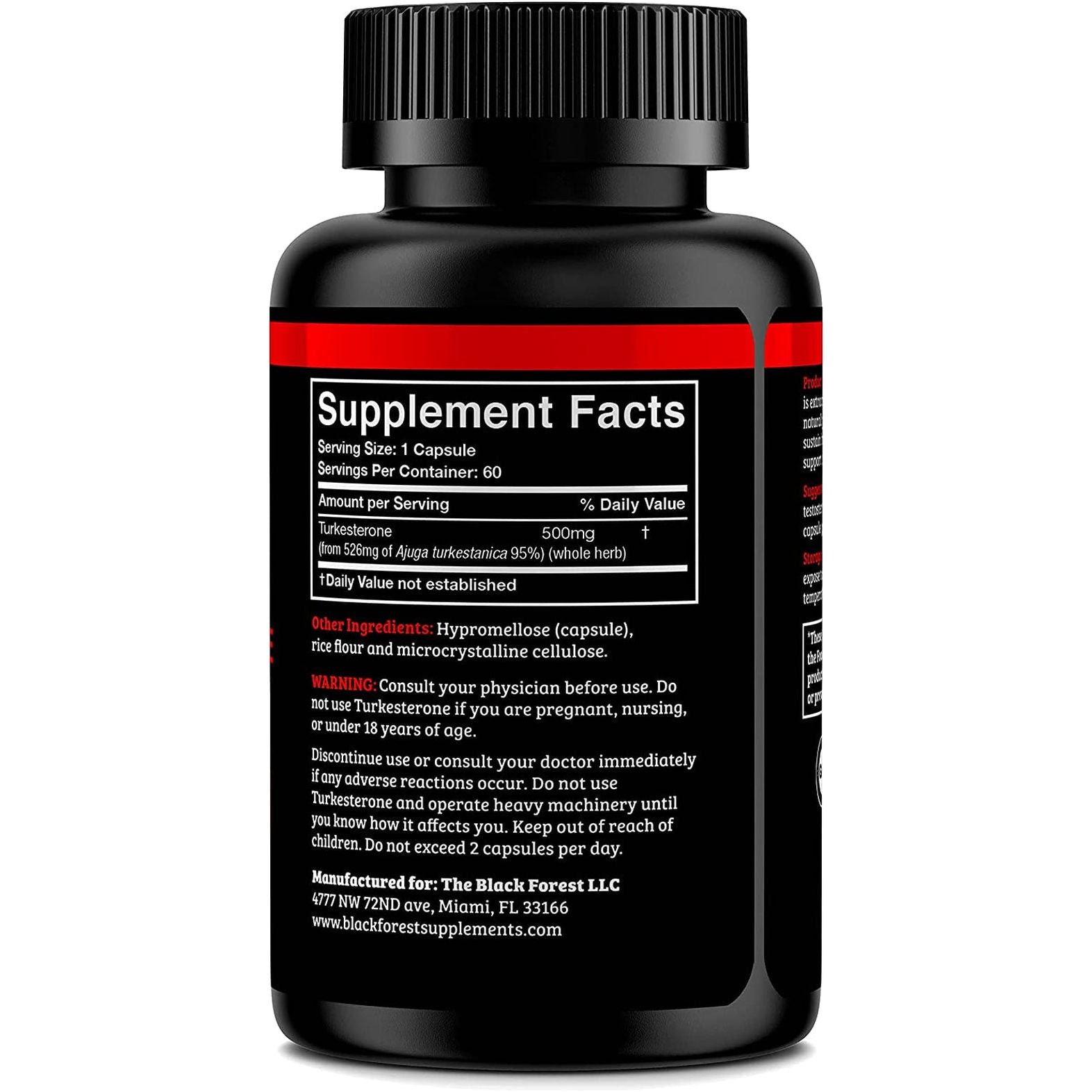 Black Forest Turkesterone Supplement 500Mg Capsule for Strength & Muscle Growth 2 Months Supply