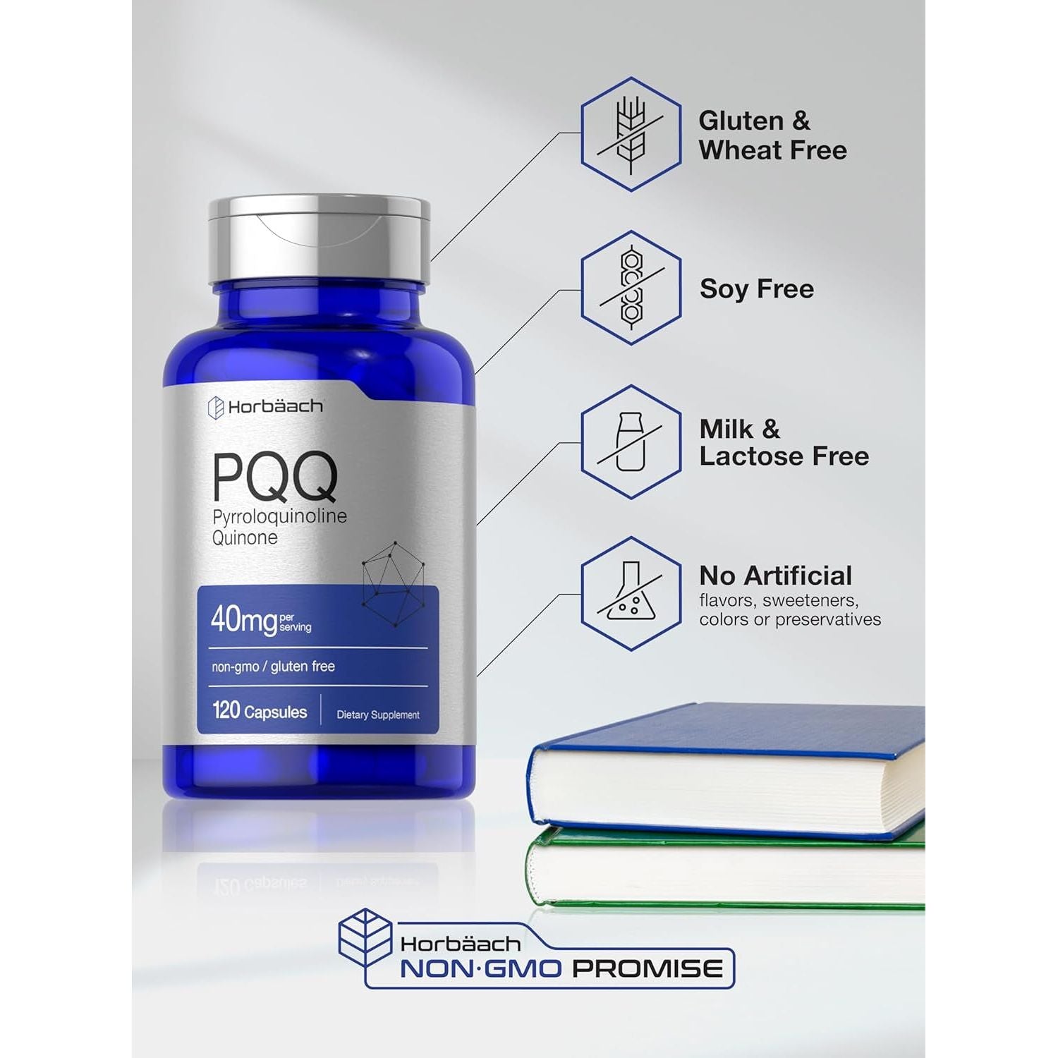 Horbäach PQQ Supplement 40 Mg | 120 Capsules | Pyrroloquinoline Quinone Disodium Salt