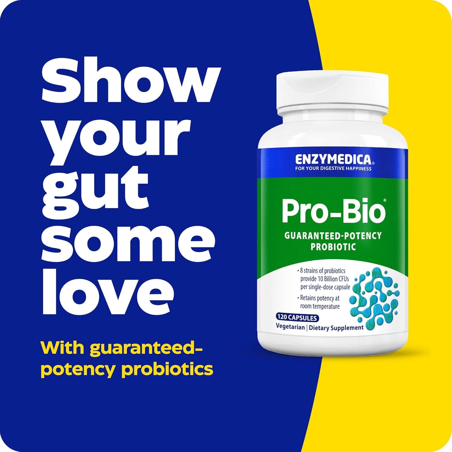 Enzymedica, Pro-Bio, Shelf Stable, Stomach-Acid Resistant Probiotic for Healthy Digestion, 10 Billion CFU, 120 Count