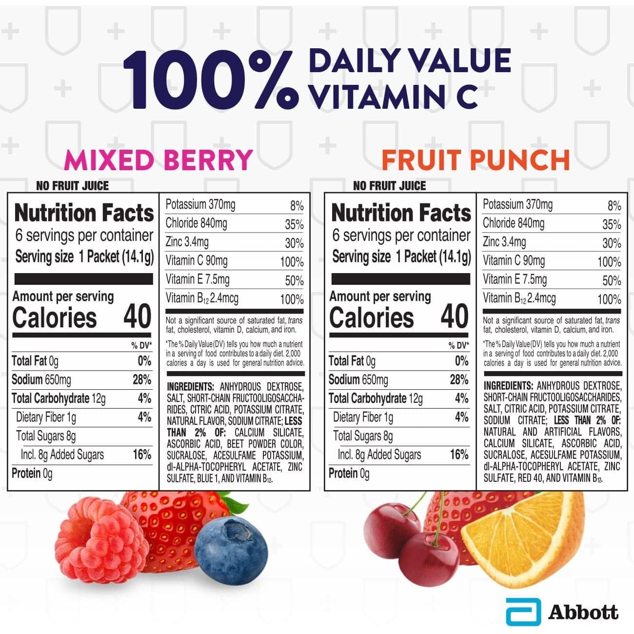 Pedialyte with Immune Support, Electrolytes with Vitamin C and Zinc, Advanced Hydration, 6 Packets (Pack of 4)