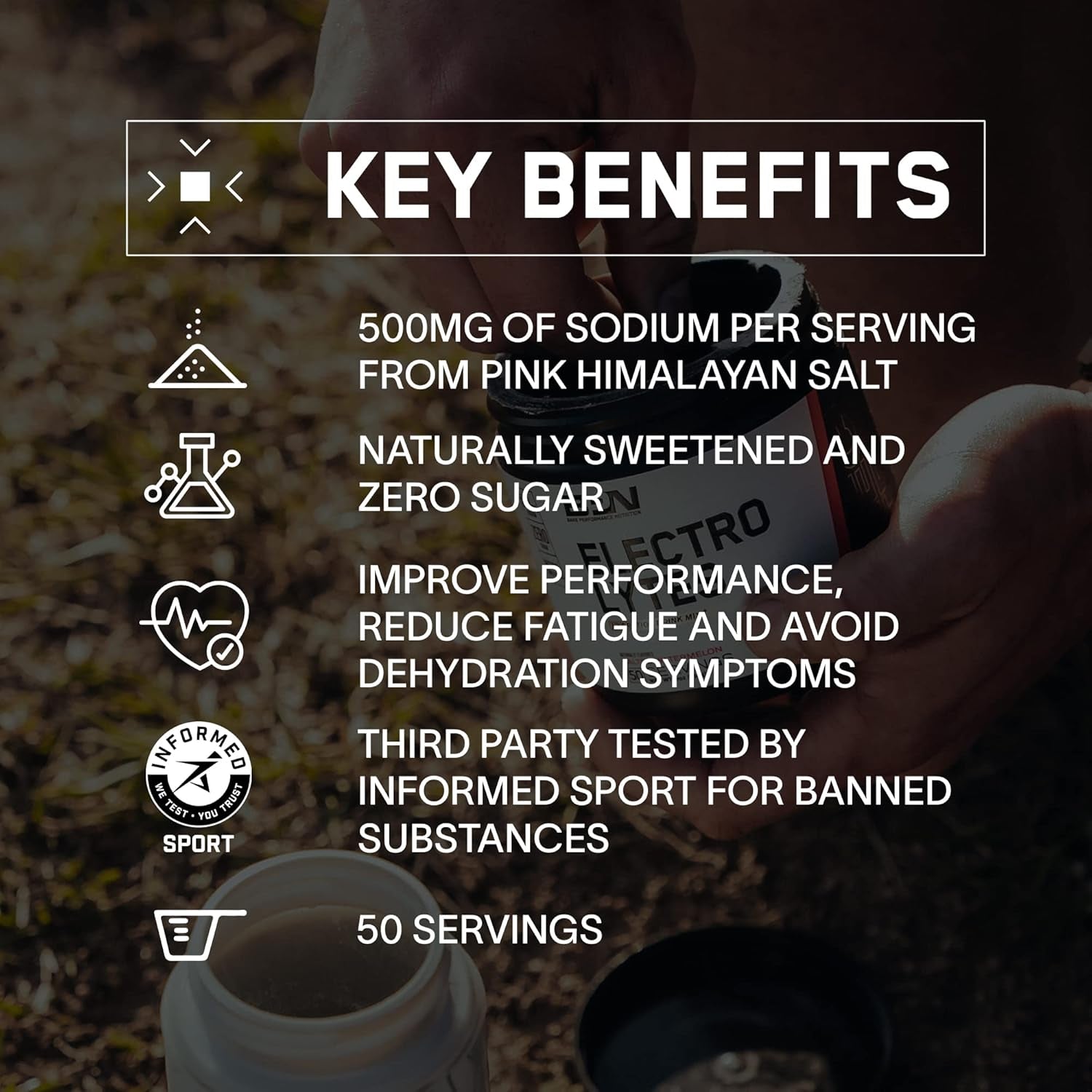 BARE PERFORMANCE NUTRITION BPN Electrolytes Hydration Drink Mix | Sugar Free 50 Servings