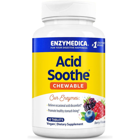 Enzymedica - Chewable Acid Soothe, Supports the Relief of Occasional Heartburn + Indigestion, 30 Count