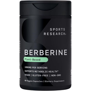 Sports Research Berberine - Herbal Ayurvedic Metabolic Health Support - 1000 Mg - 60 Capsules