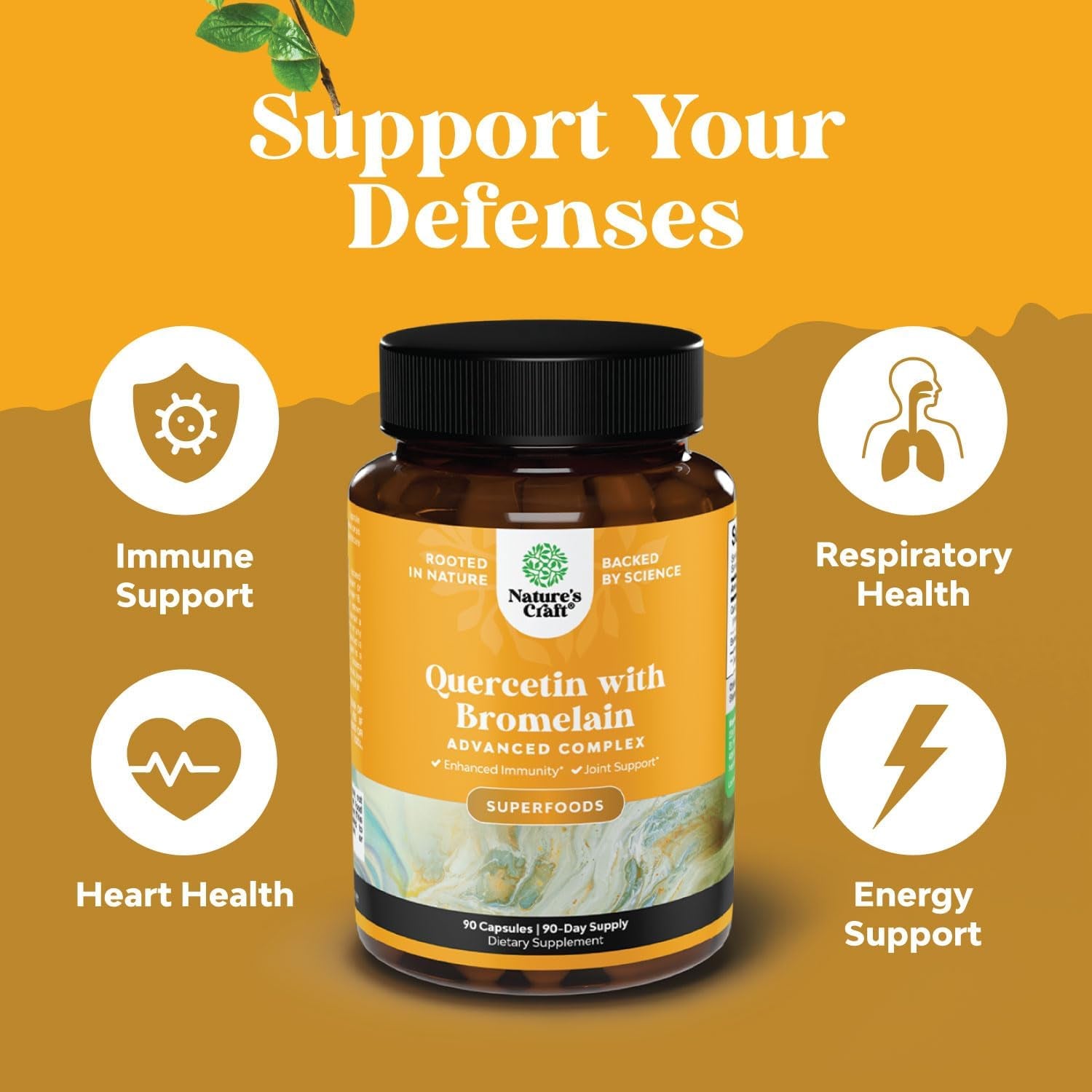 Pure Quercetin with Bromelain Supplement for Immunity - 90 Count