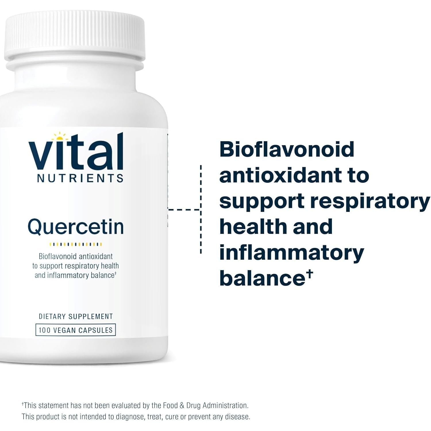 Vital Nutrients Quercetin with Bioflavonoids for Sinus, Respiratory, Heart, & Immune Function Support 500Mg | 100 Capsules