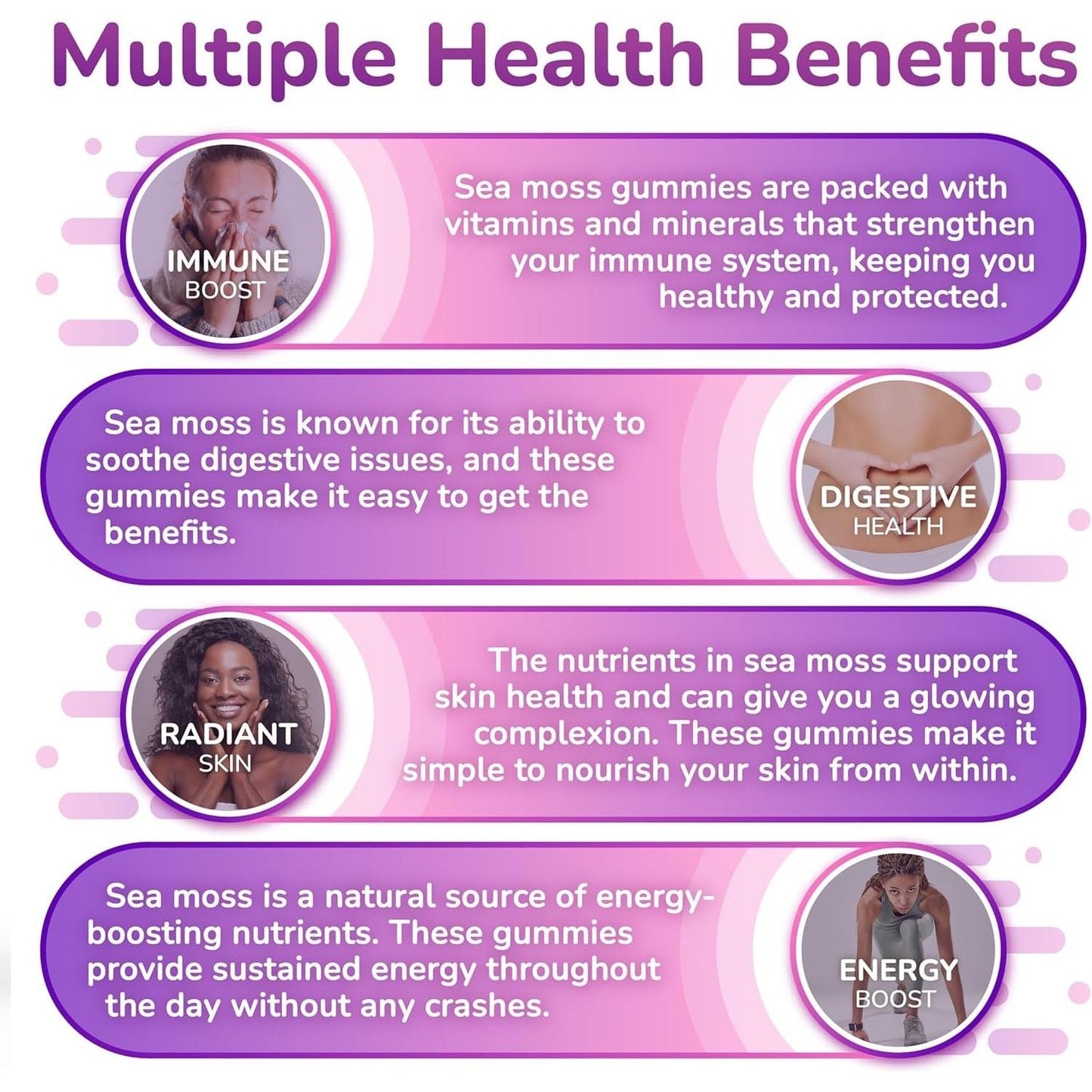 Sea Moss Elderberry Gummies with Magnesium, Burdock Root and Bladderwrack – Daily Nutritional Support for Kids and Adults | 60Pcs