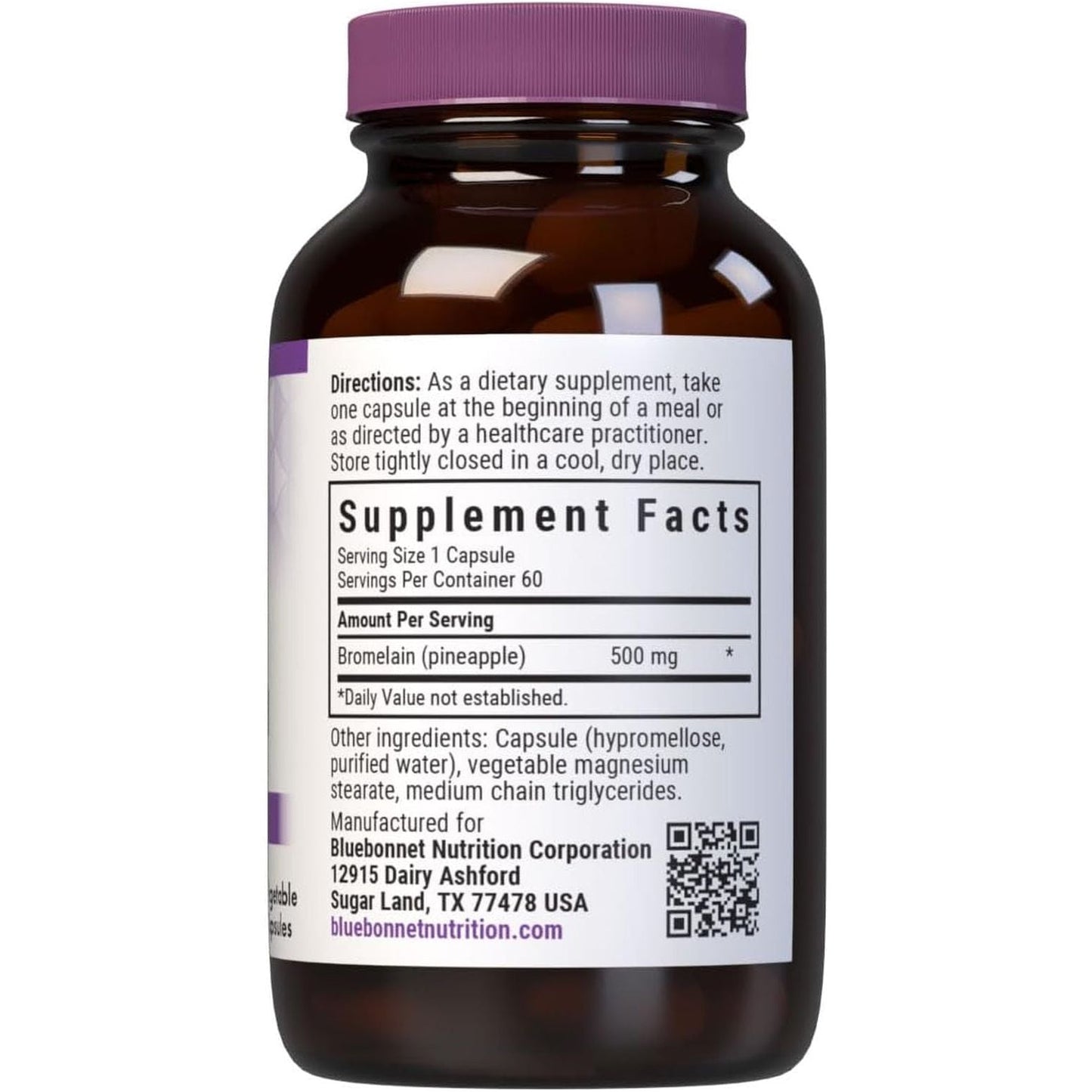 Bluebonnet Super Bromelain Vegetarian Capsules, 500 Mg, 60 Count