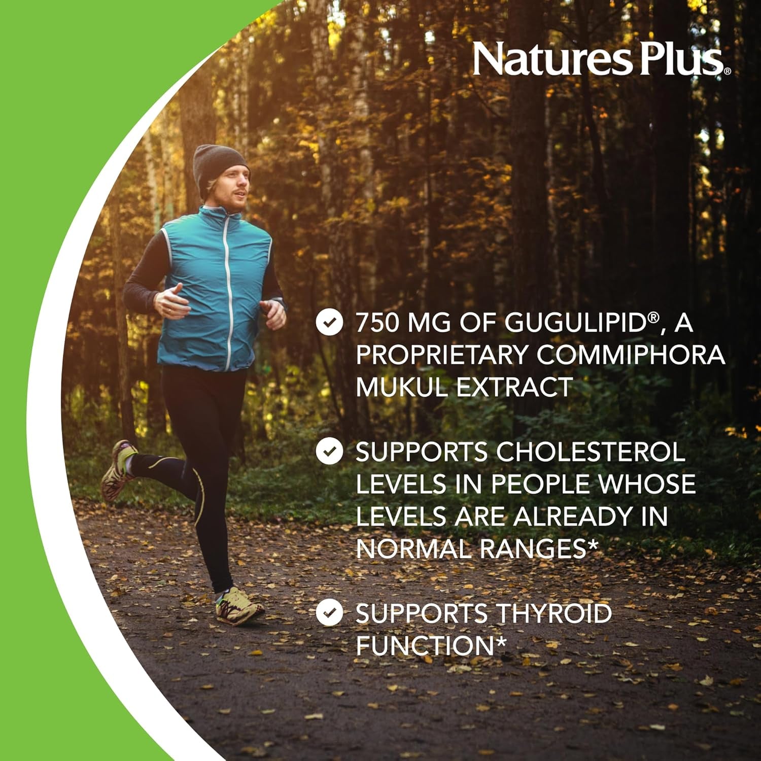 Natures plus Herbal Actives Gugulipid, Extended Release- 1000 Mg, 2.5% Guggulsterones - 30 Servings
