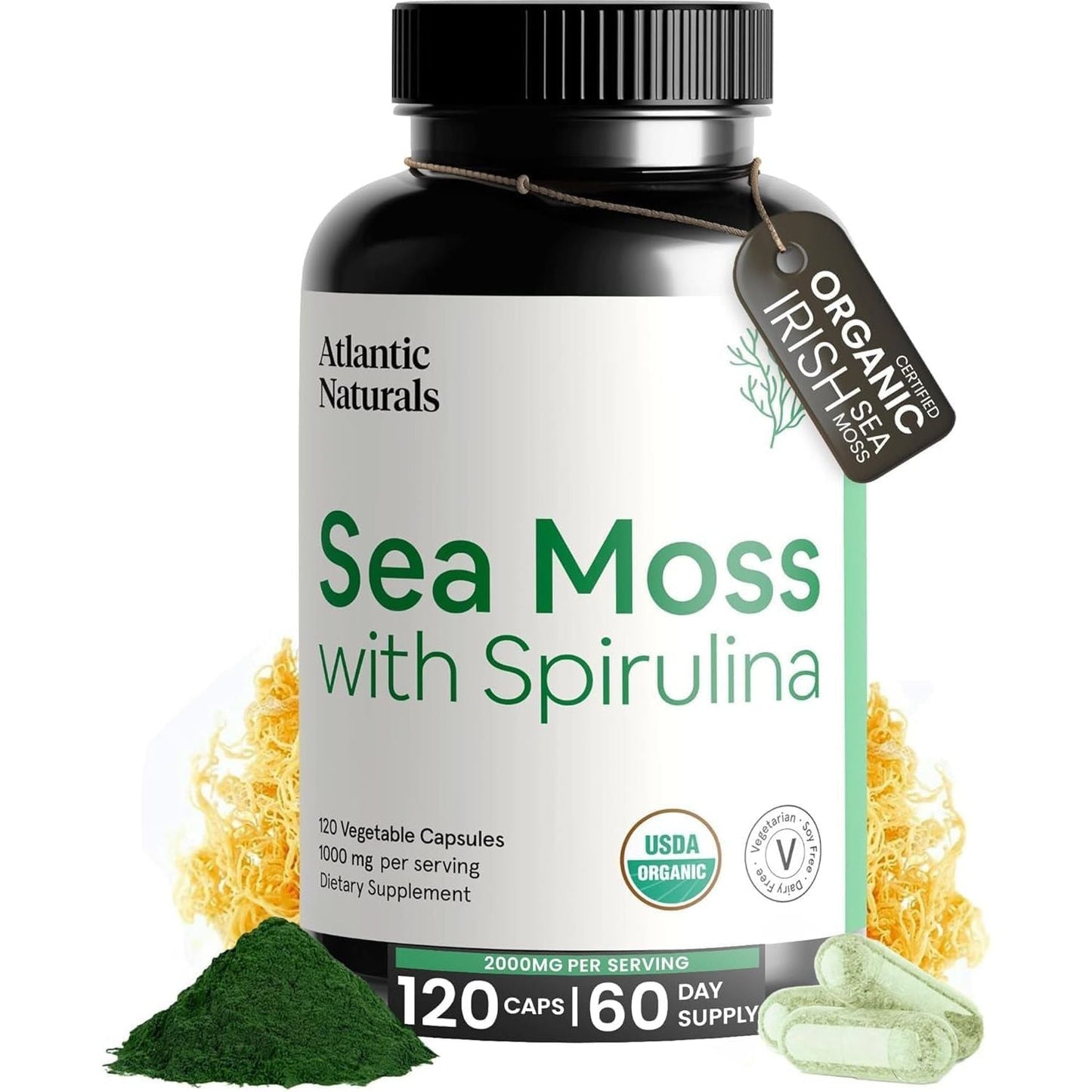 Atlantic Naturals Sea Moss with Spirulina Superfood Capsules (120 Ct)
