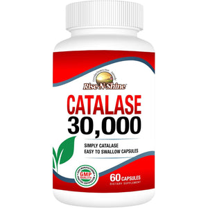 Rise-N-Shine Catalase Supplement 30,000 - Powerful Antioxidant Enzyme for Hair Health Support- 60 Capsules
