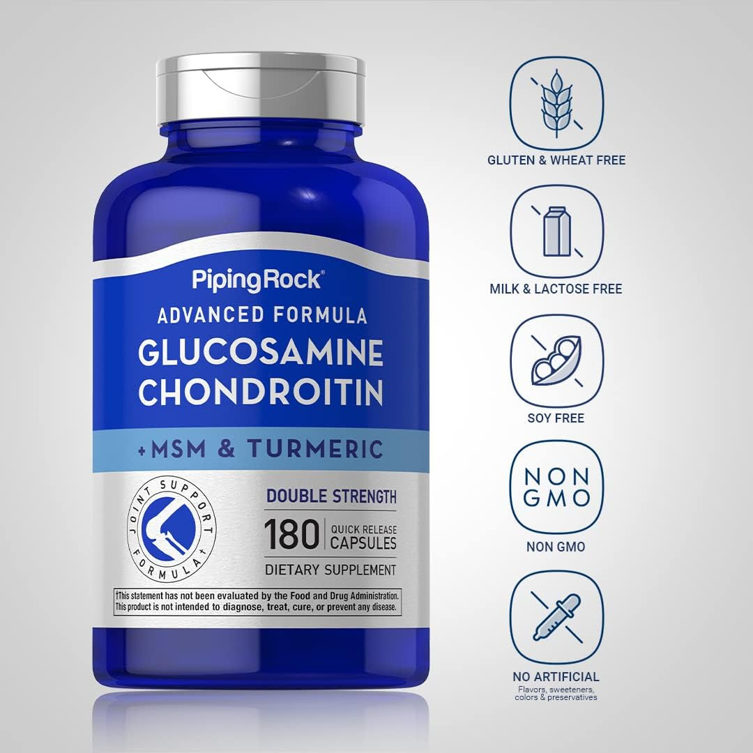 Piping Rock Glucosamine Chondroitin MSM Turmeric | 180 Capsules