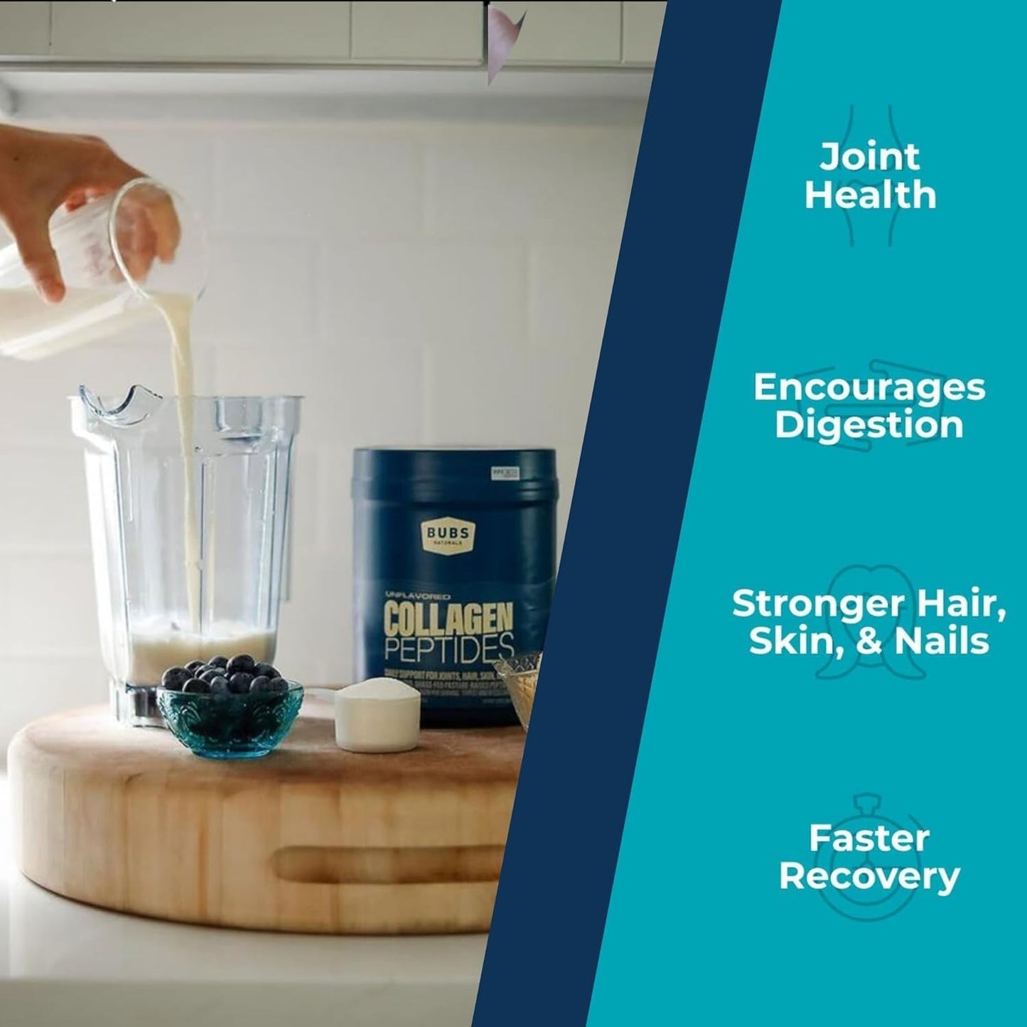 BUBS Naturals Collagen Peptides Powder, Collagen for Women & Men, Hydrolyzed Peptides 28 Servings