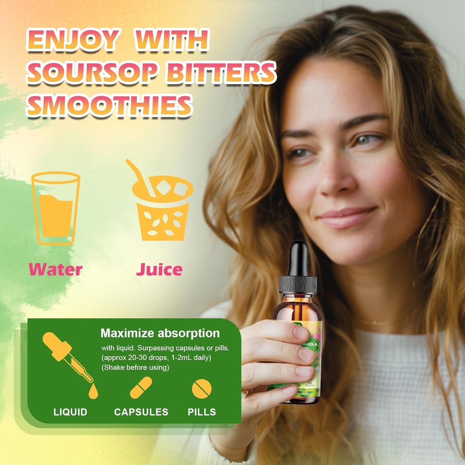 Soursop Bitters Liquid Drops with Irish Sea Moss, Black Seed Oil, Soursop Graviola Leaves Extract - Slowing Cell-Aging, Gut Cleanse, Detox & Immunity Health