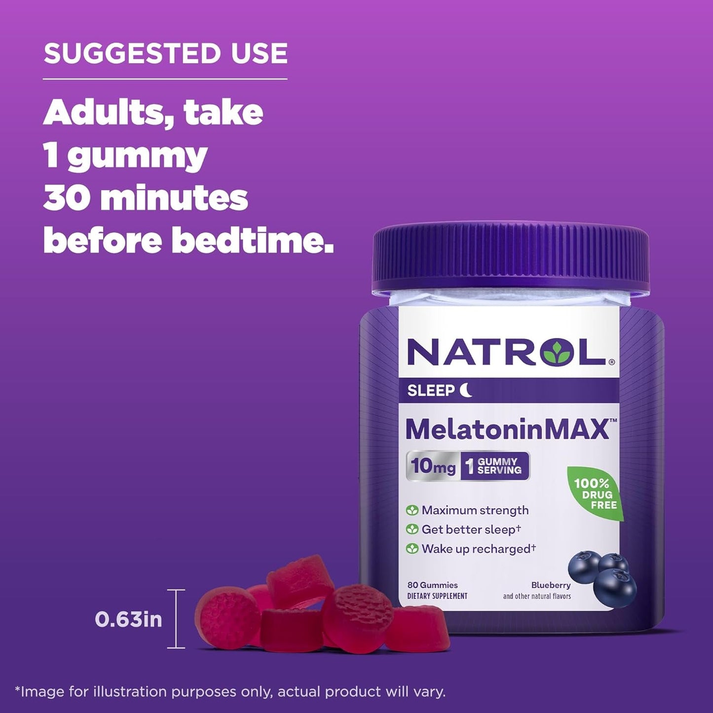 Natrol Melatoninmax Sleep Gummies for Adults Blueberry Flavor 80 Count