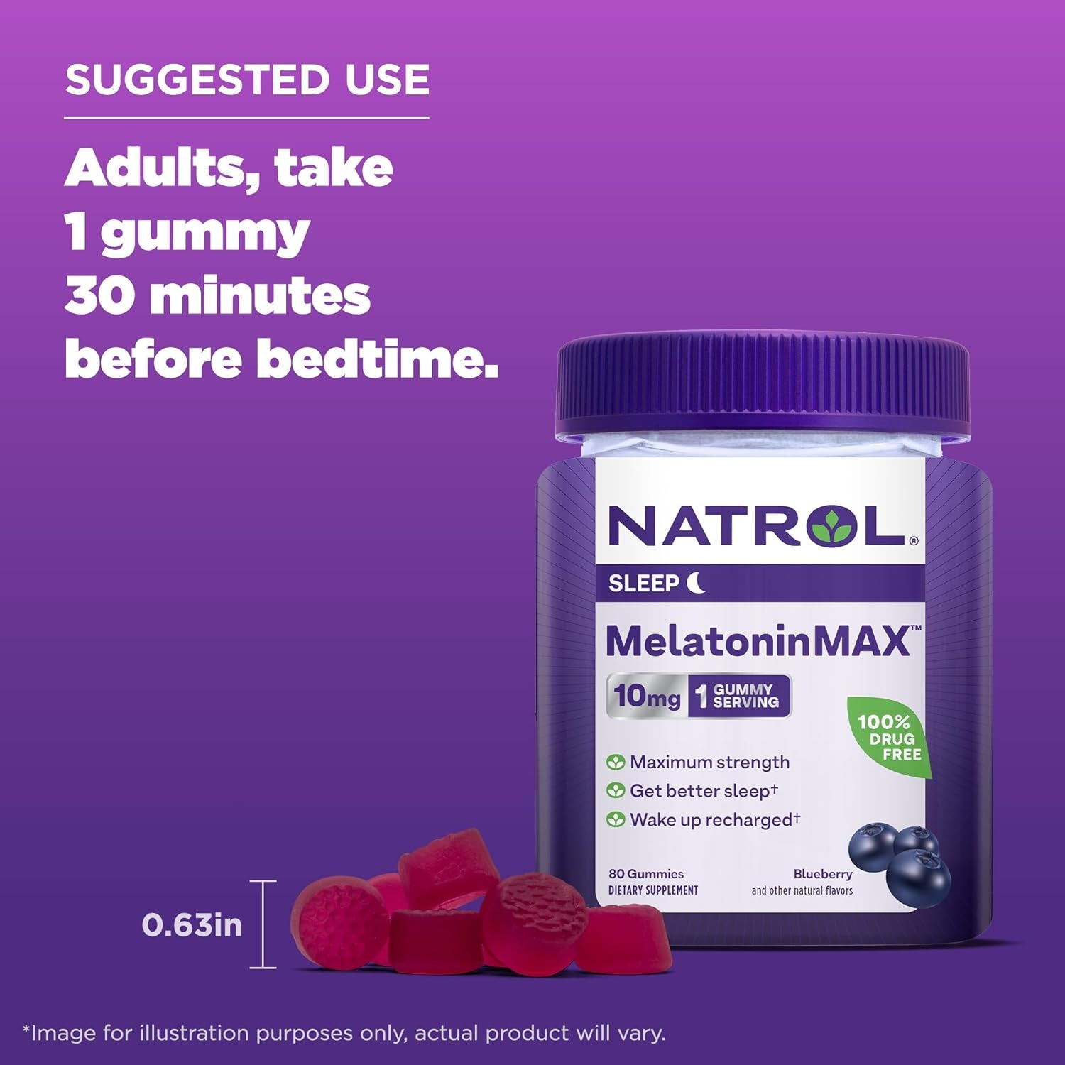 Natrol Melatoninmax Sleep Gummies for Adults Blueberry Flavor 80 Count