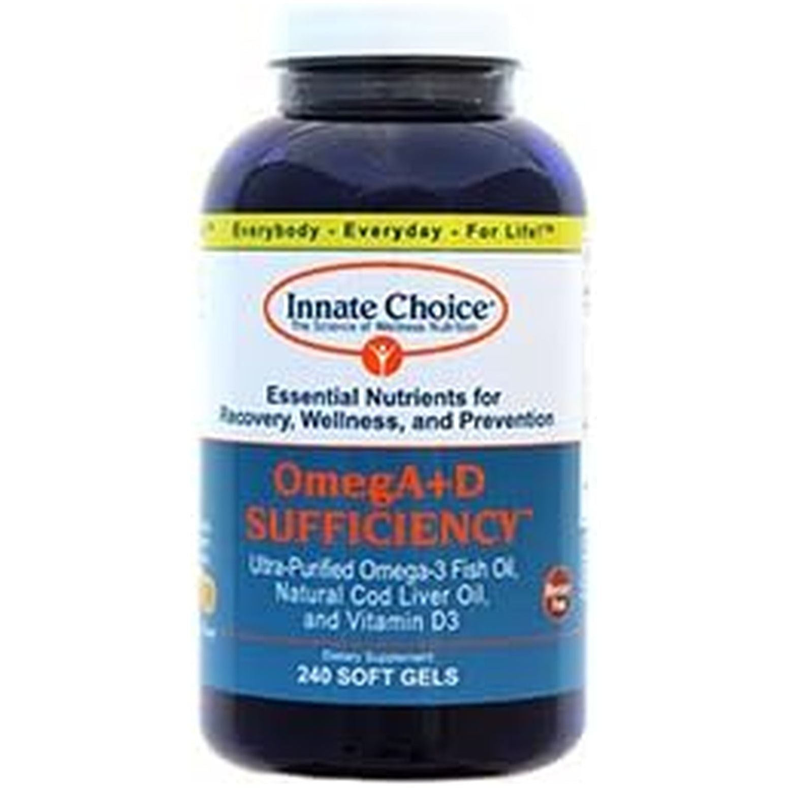 Omega 3, Fish Oil Capsules, Omega+D by Innate Choice, Lemon 240 Capsules