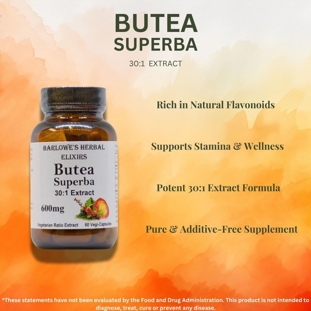 Barlowe'S Herbal Elixirs Butea Superba Extract 30:1 | 600Mg 60 Vegan Capsules