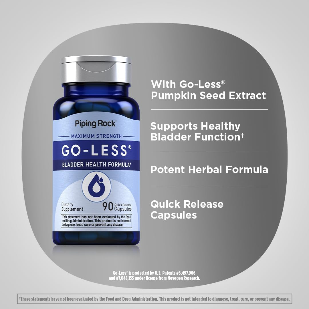 Piping Rock Bladder Control Pills | Go Less Bladder Health Formula 90 Capsules 