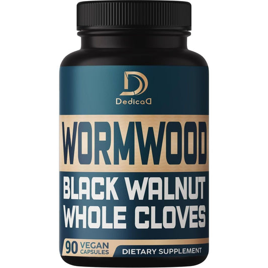 12In1 Wormwood Black Walnut Clove Capsules - Digestive, Immune, and Mood Support - 90 Vegan Capsules