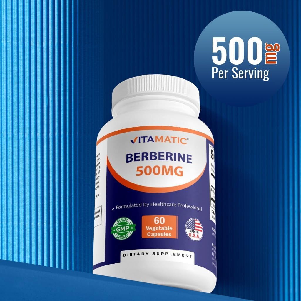 Vitamatic Berberine Supplement 500Mg - 60 Vegetable Capsules - Made in the USA 