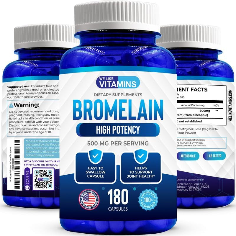 We like Vitamins Bromelain 500Mg Capsules - 2400Gdu/G - Proteolytic Enzymes for Digestion, Absorption, Joint Pain, Muscle Soreness - 180 Capsules