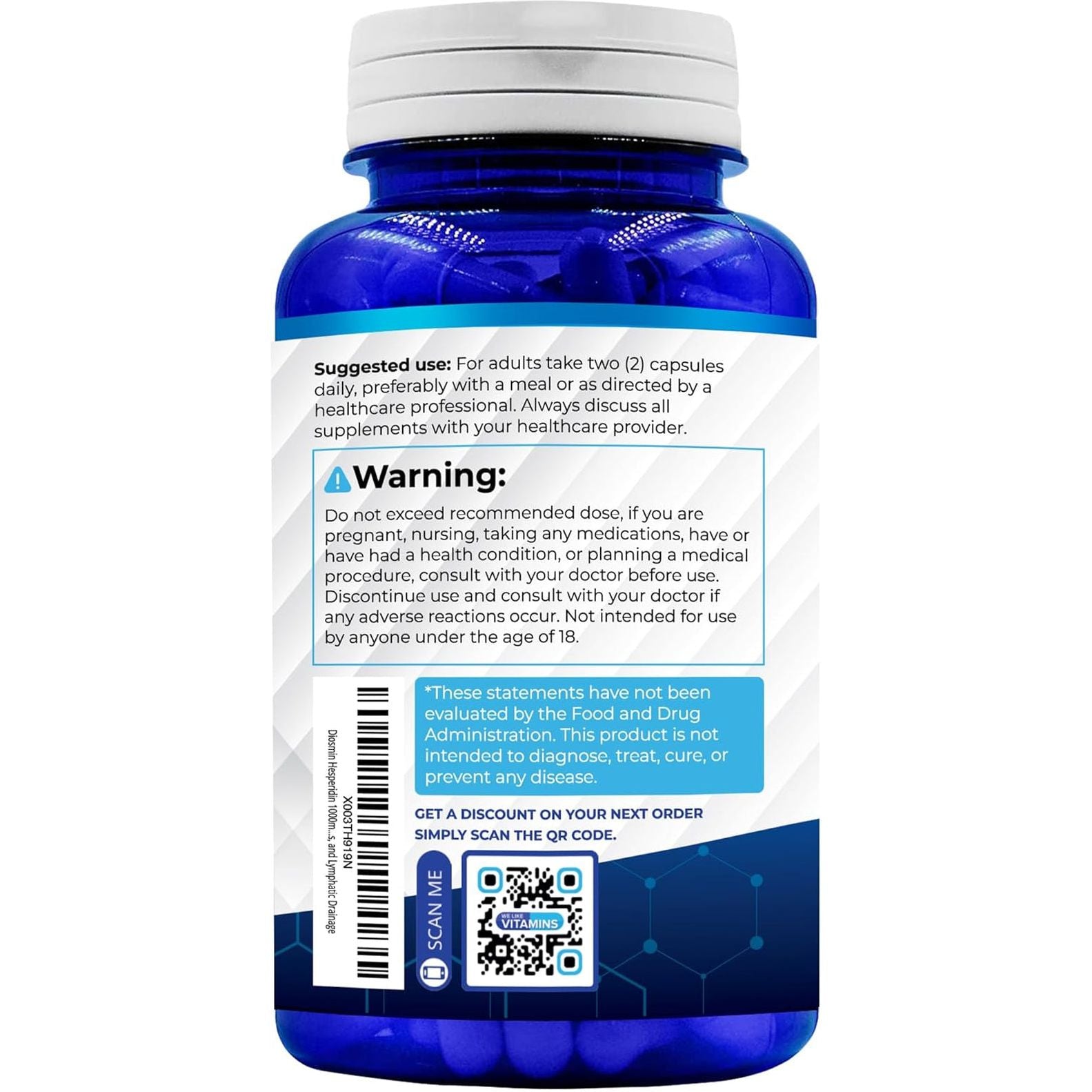 We like Vitamins Diosmin Hesperidin 1000Mg – Helps to Support Healthy Circulation, Veins, Capillaries, and Lymphatic Drainage 180 Capsules