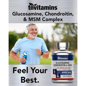 Glucosamine, Chondroitin, & MSM  | Joint Support Supplement Complex* (4000 MG - 240 Capsules) 