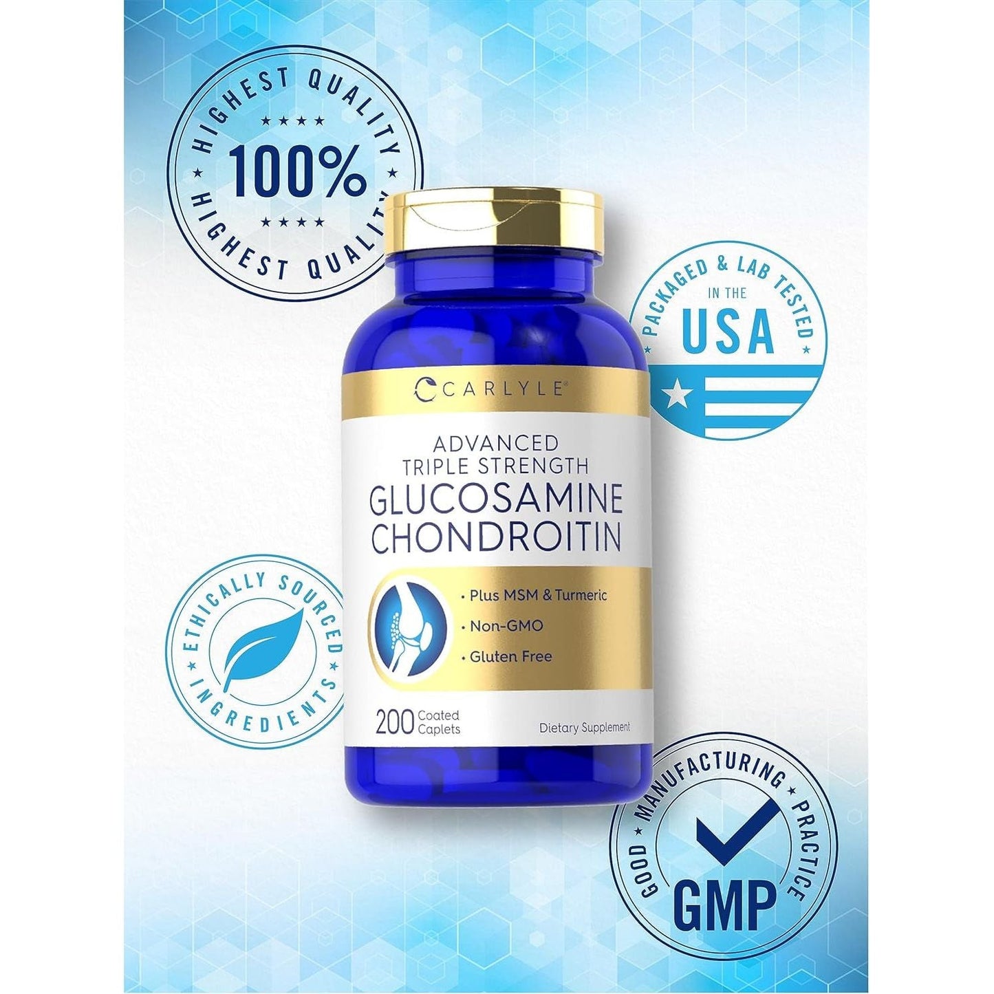 Carlyle Glucosamine Chondroitin MSM Turmeric | 4050 Mg | 200 Count 